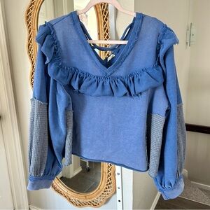 POL / Blue Ruffle Sweater Sweatshirt